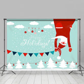 Lofaris Licht Grün Schneebedeckt Weihnachtsmann Bäume Weihnachten Hintergrund